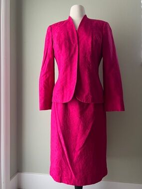 Vintage Le Suit Hot Pink Women's Three-Piece Skirt Suit